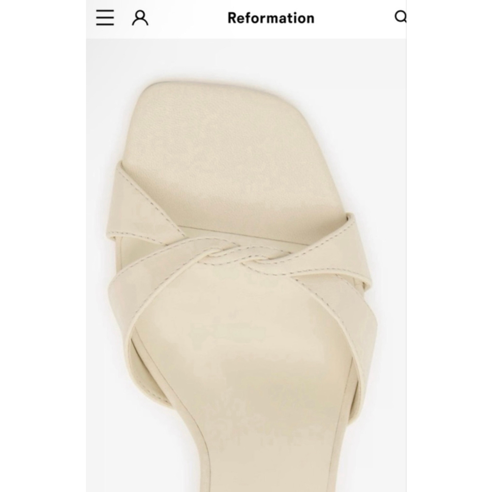 New! Reformation Beige Leather Wedge Sandals 7 - Picture 3 of 7